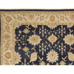Luxury Traditional Hand-Knotted Navy/Ivory 11x18 Rug
