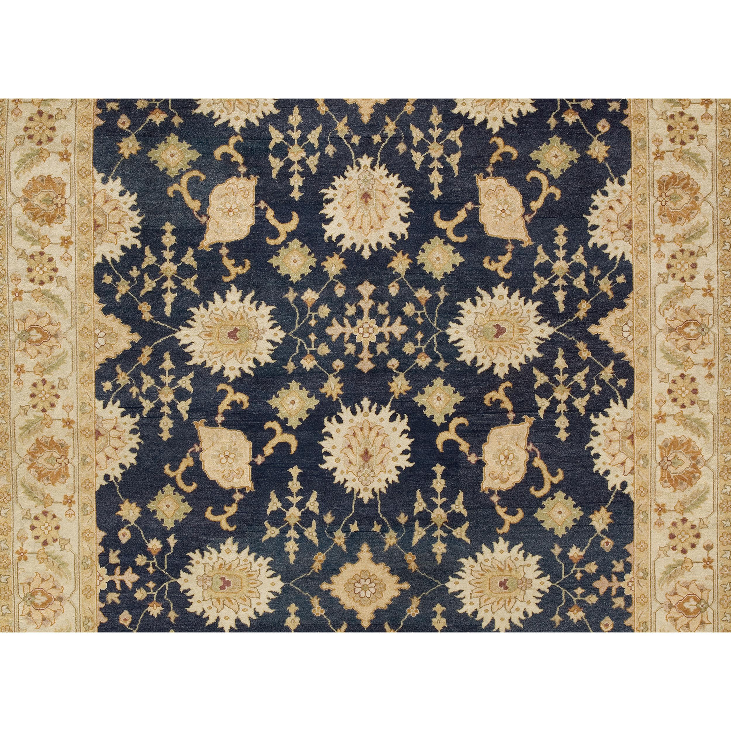 Chinese Luxury Traditional Hand-Knotted Navy/Ivory 11x18 Rug For Sale