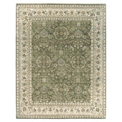 Luxury Traditional Hand-Knotted Olive/Ivory 14x28 Rug