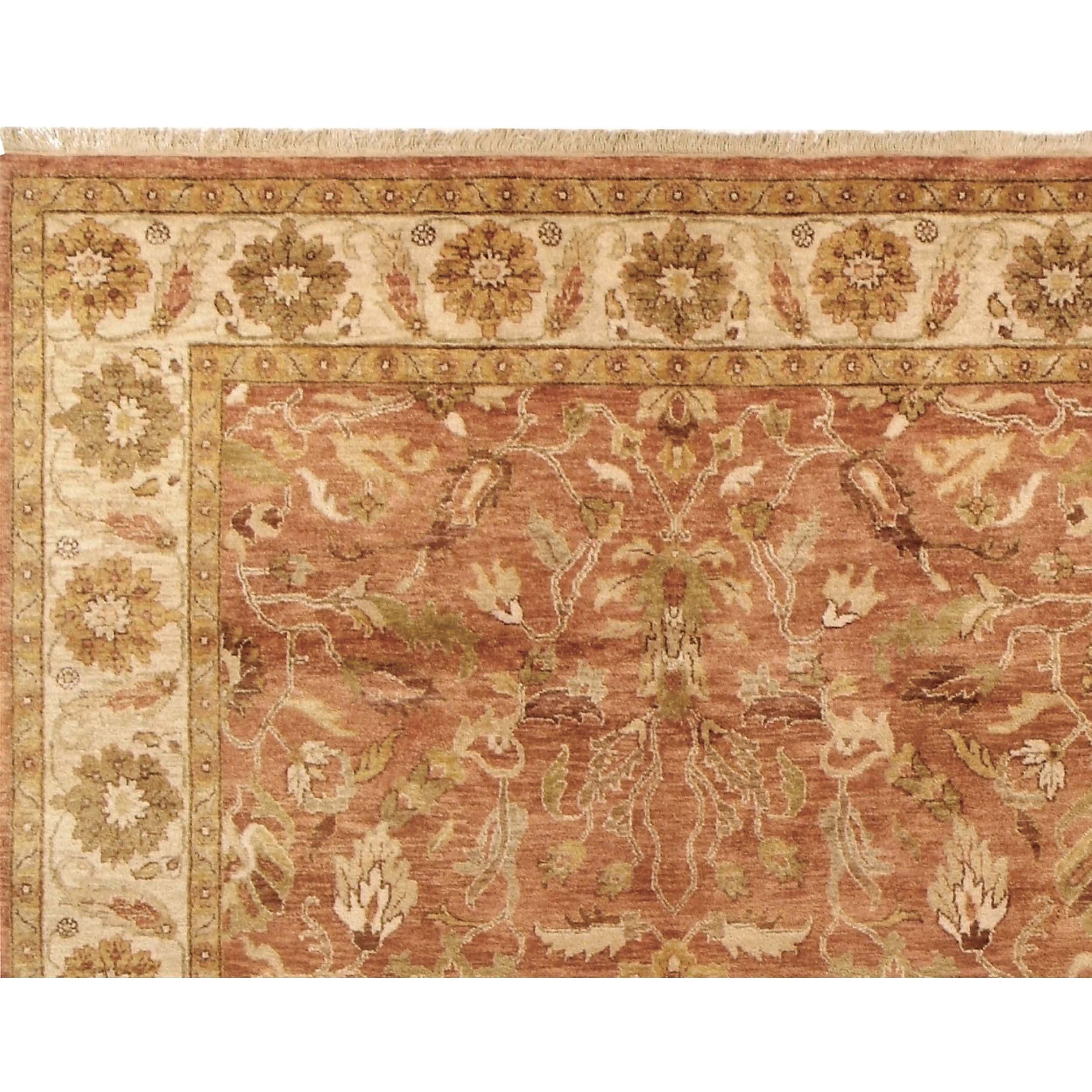 Indian Luxury Traditional Hand-Knotted Oushak Brick & Cream 14X24 Rug For Sale
