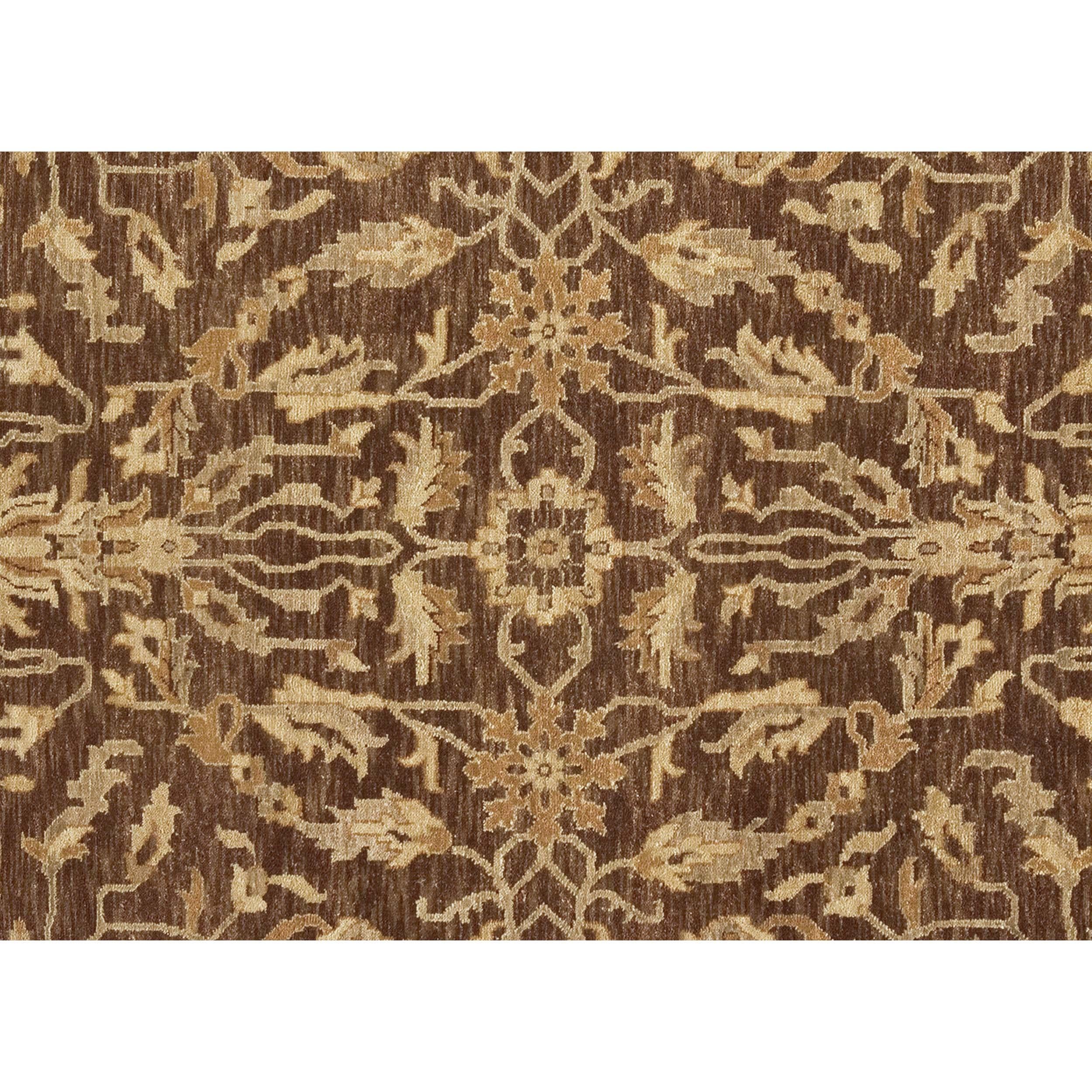 Indian Luxury Traditional Hand-Knotted Oushak Brown & Beige 14x24 Rug For Sale