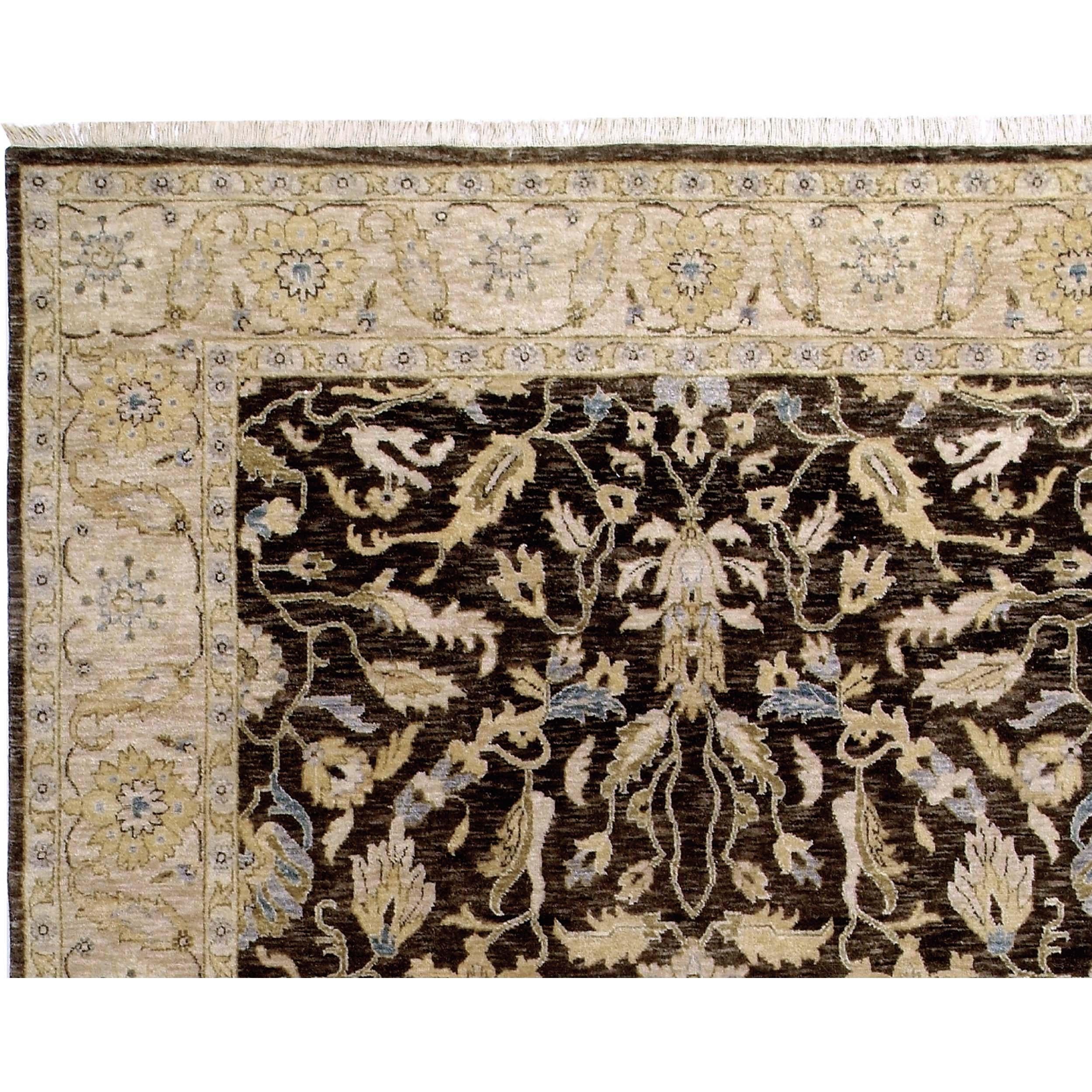 Indian Luxury Traditional Hand-Knotted Oushak Chestnut & Cream 14x24 Rug For Sale