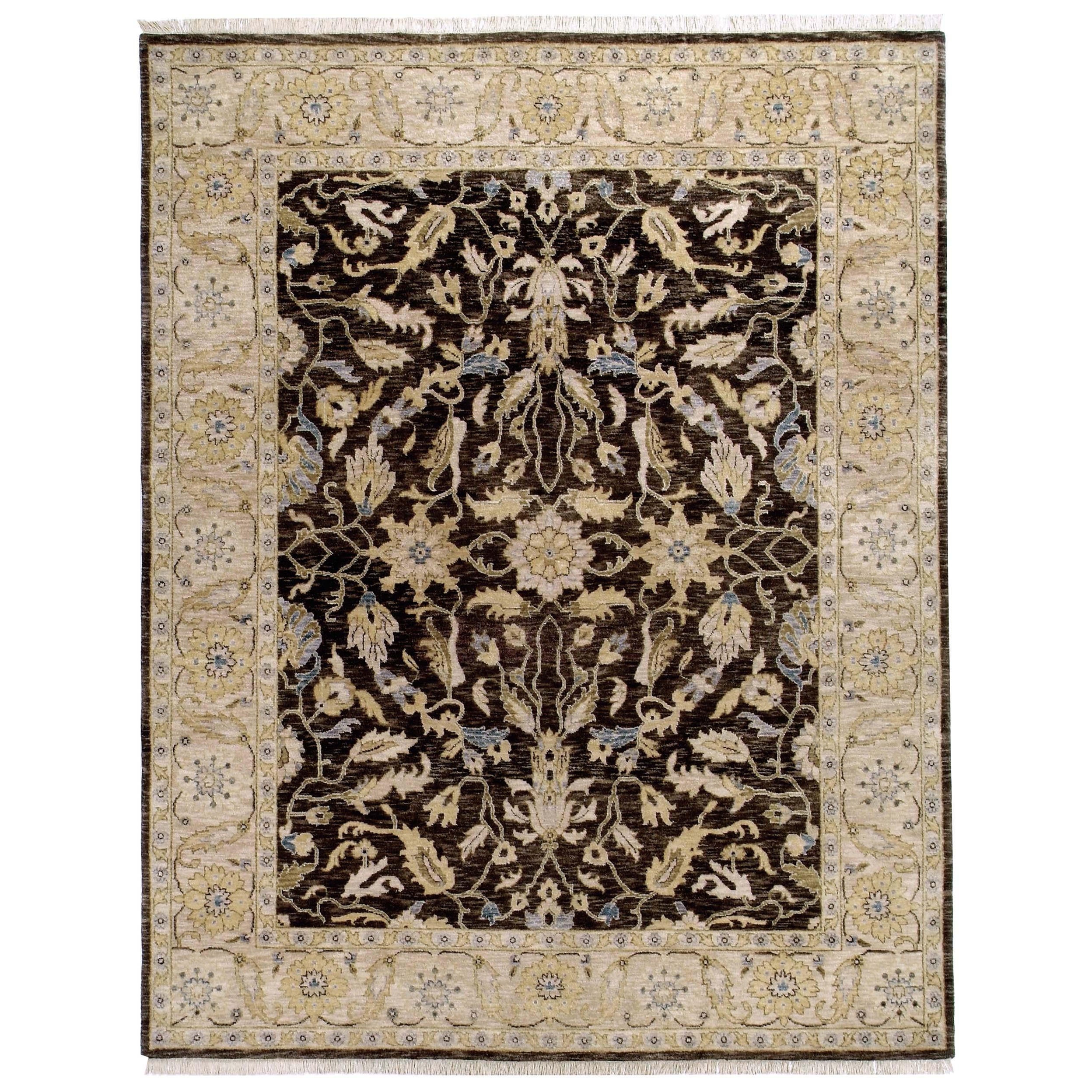 Luxuriöser traditioneller handgeknüpfter Oushak-Teppich Kastanie & Creme 14x24