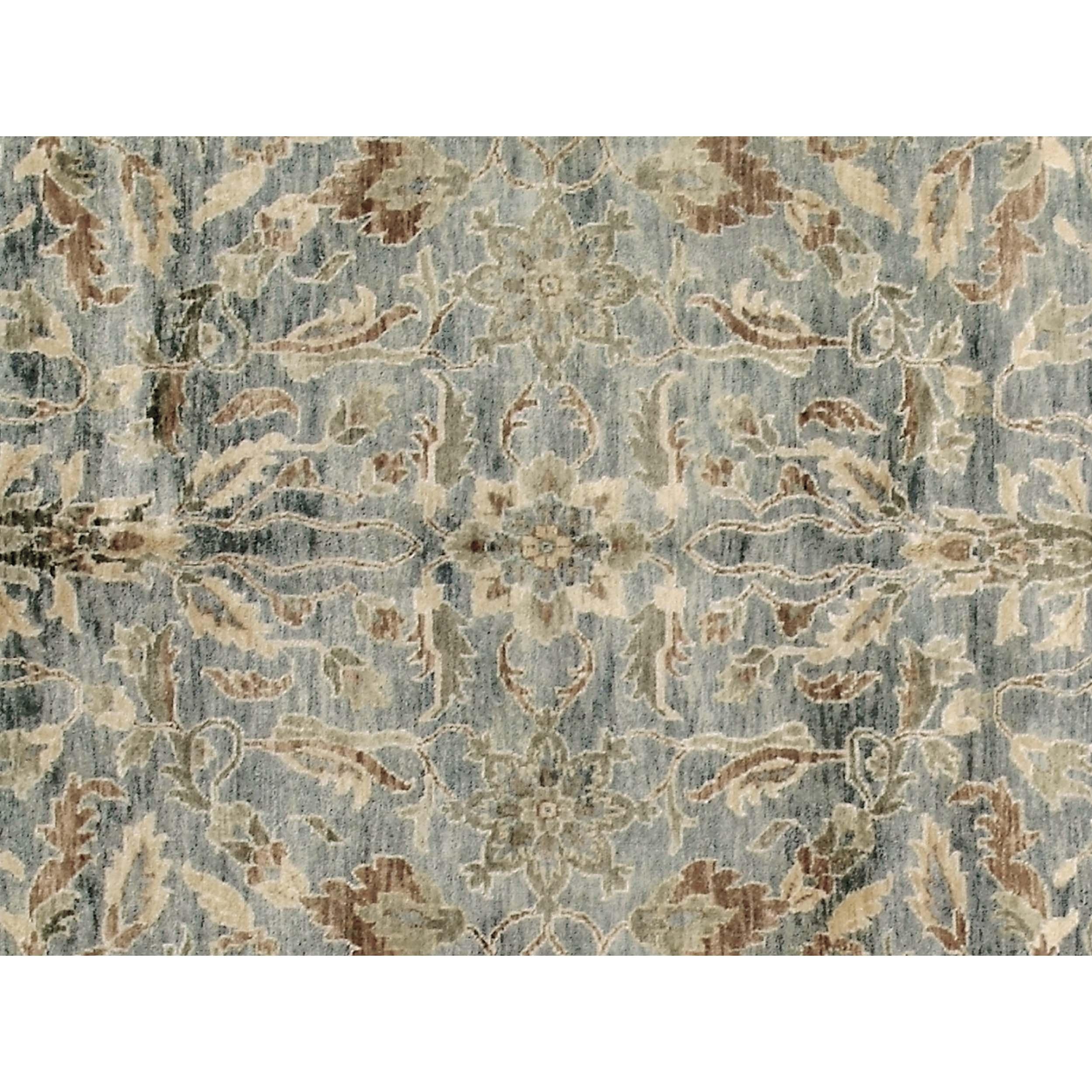 Luxury Traditional Hand-Knotted Oushak Light Blue & Cream 14X24 Rug In New Condition For Sale In Secaucus, NJ