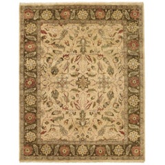 Tappeto tradizionale di lusso annodato a mano Oushak Light Gold & Mocha 14X24