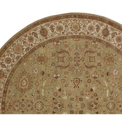 Tappeto tradizionale di lusso annodato a mano Oushak Pistacchio e Avorio 12x12 Rotondo