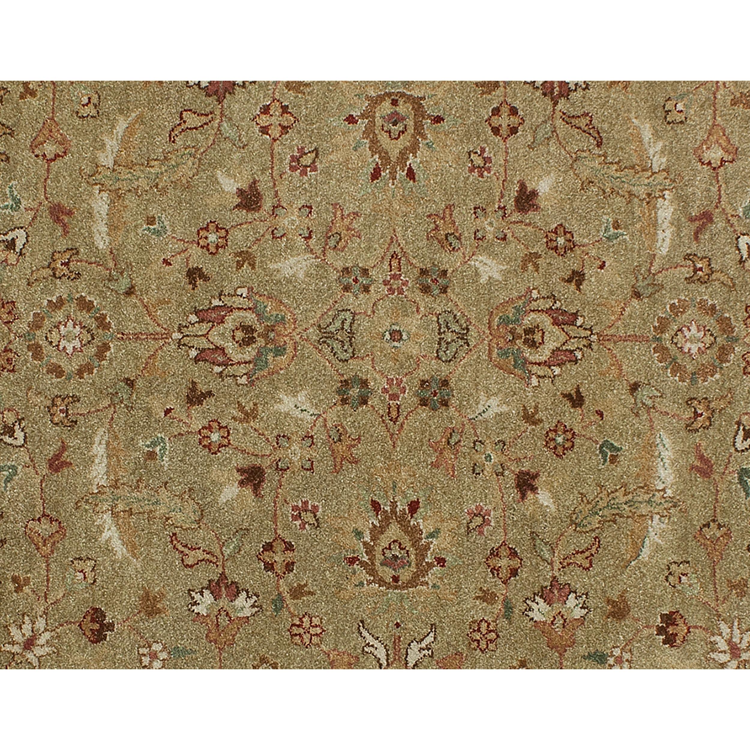 Indian Luxury Traditional Hand-Knotted Oushak Pistachio & Ivory 12x12 Round Rug For Sale