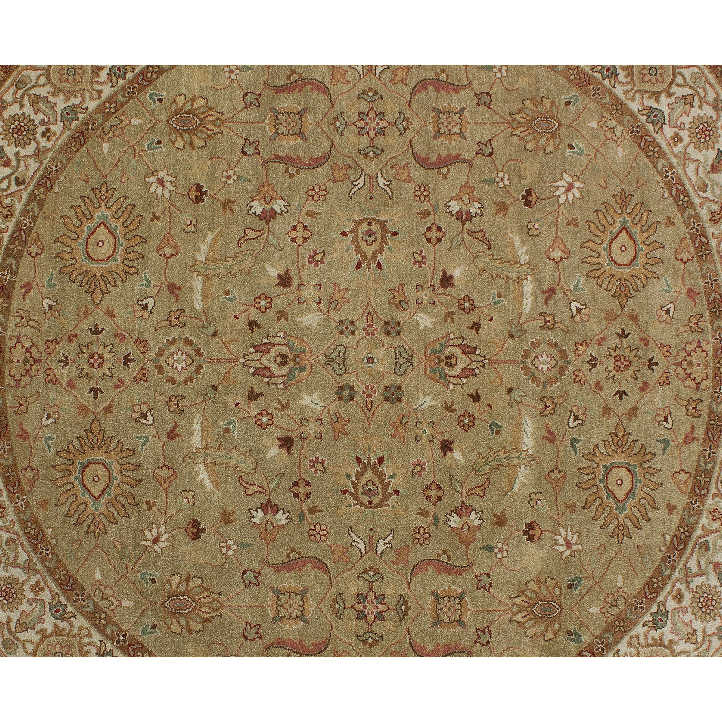 Luxury Traditional Hand-Knotted Oushak Pistachio & Ivory 12x12 Round Rug In New Condition For Sale In Secaucus, NJ