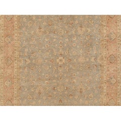Luxuriöser traditioneller handgeknüpfter Teppich Polonaise Silber und Koralle 12x18