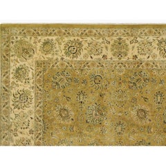 Luxury Traditional Hand-Knotted Reatta Gold and Cream 10x14 Rug