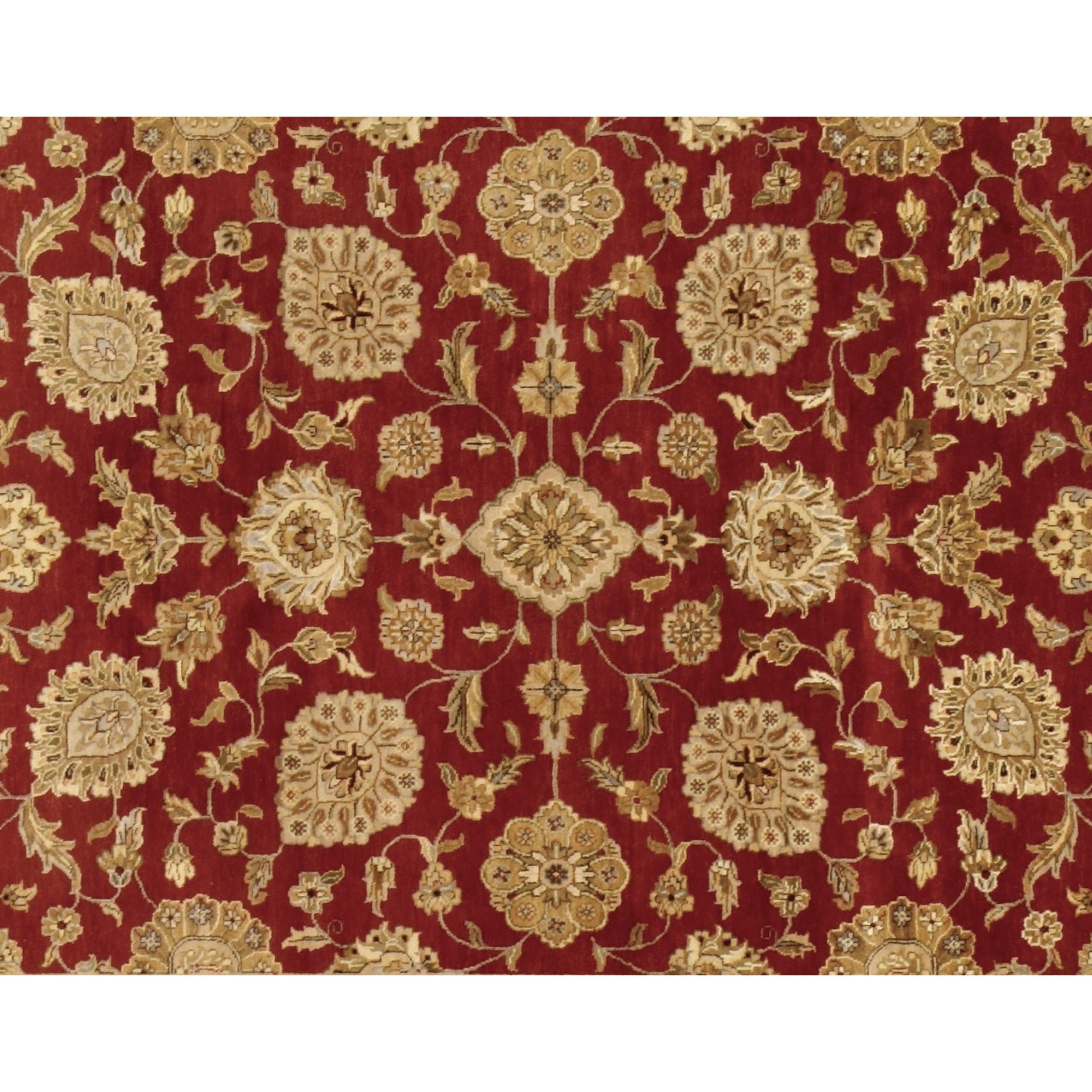 Agra Luxury Traditional Hand-Knotted Red and Midnight Blue 12X15 Rug For Sale