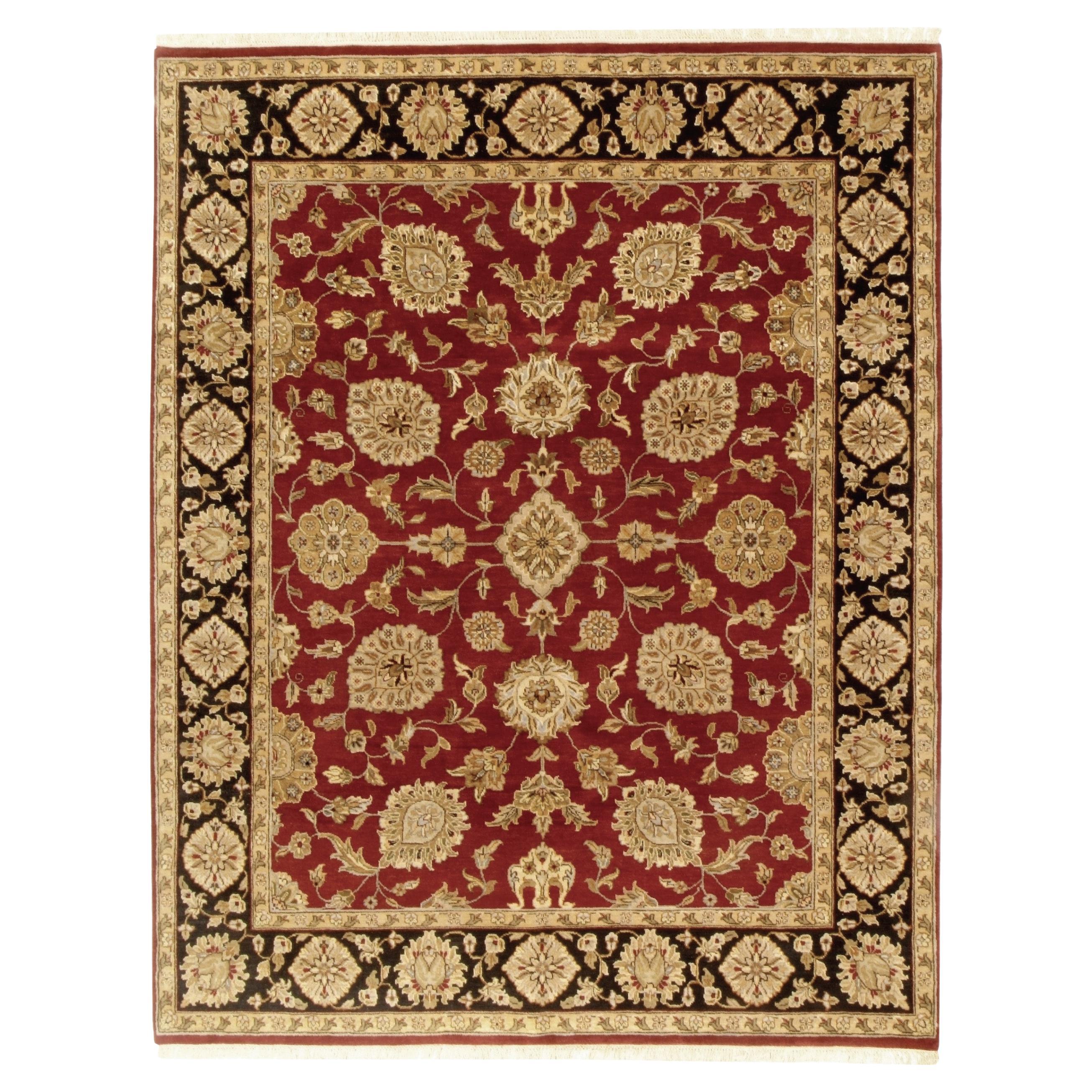 Luxury Traditional Hand-Knotted Red and Midnight Blue 12X15 Rug For Sale