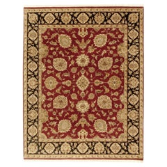 Luxuriöser traditioneller handgeknüpfter Teppich in Rot und Mitternachtsblau 12X15
