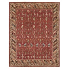 Luxury Traditional Hand-Knotted Red/Brown 11x18 Rug