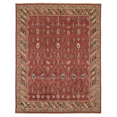 Luxuriöser traditioneller handgeknüpfter rot/brauner Teppich 12x15