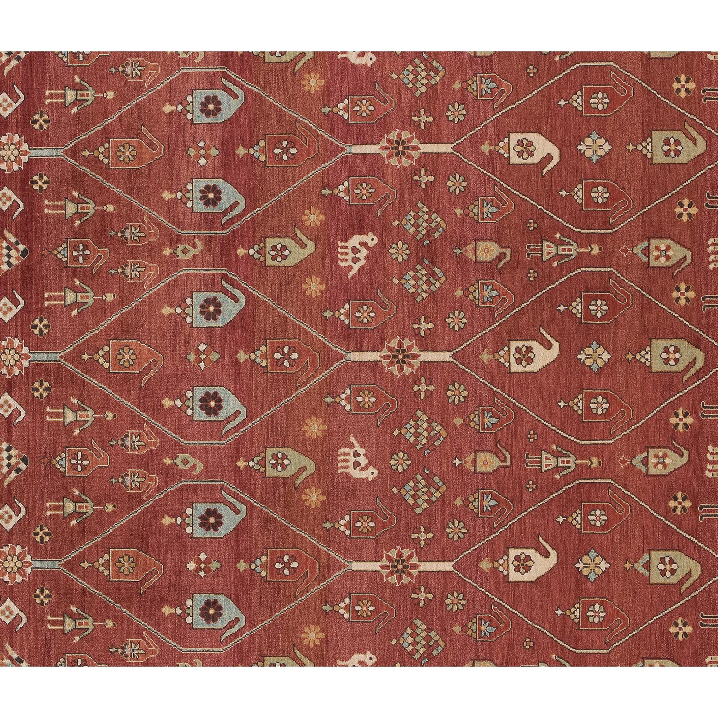 Chinese Luxury Traditional Hand-Knotted Red/Brown 16x28 Rug For Sale