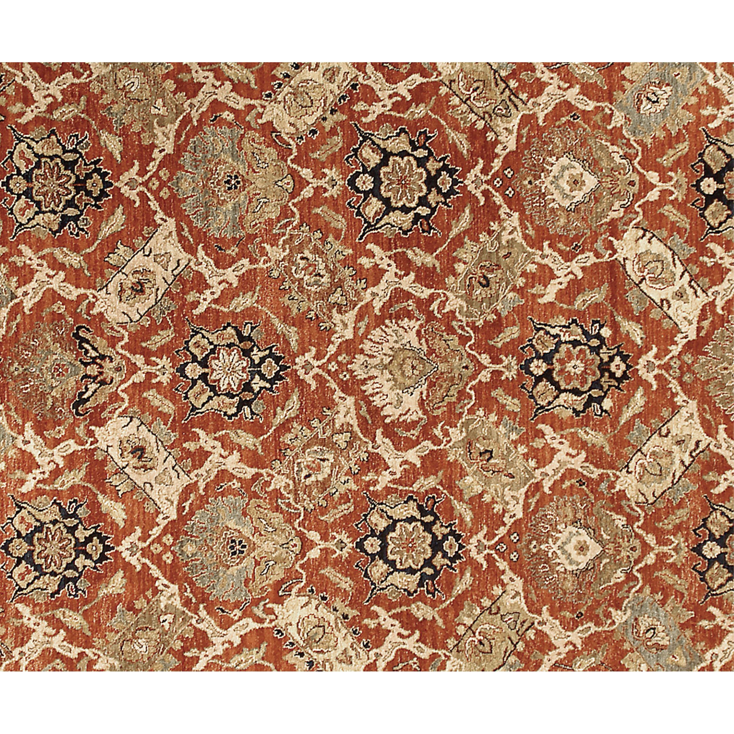 Agra Luxury Traditional Hand-Knotted Rust/Navy 12x24 Rug For Sale