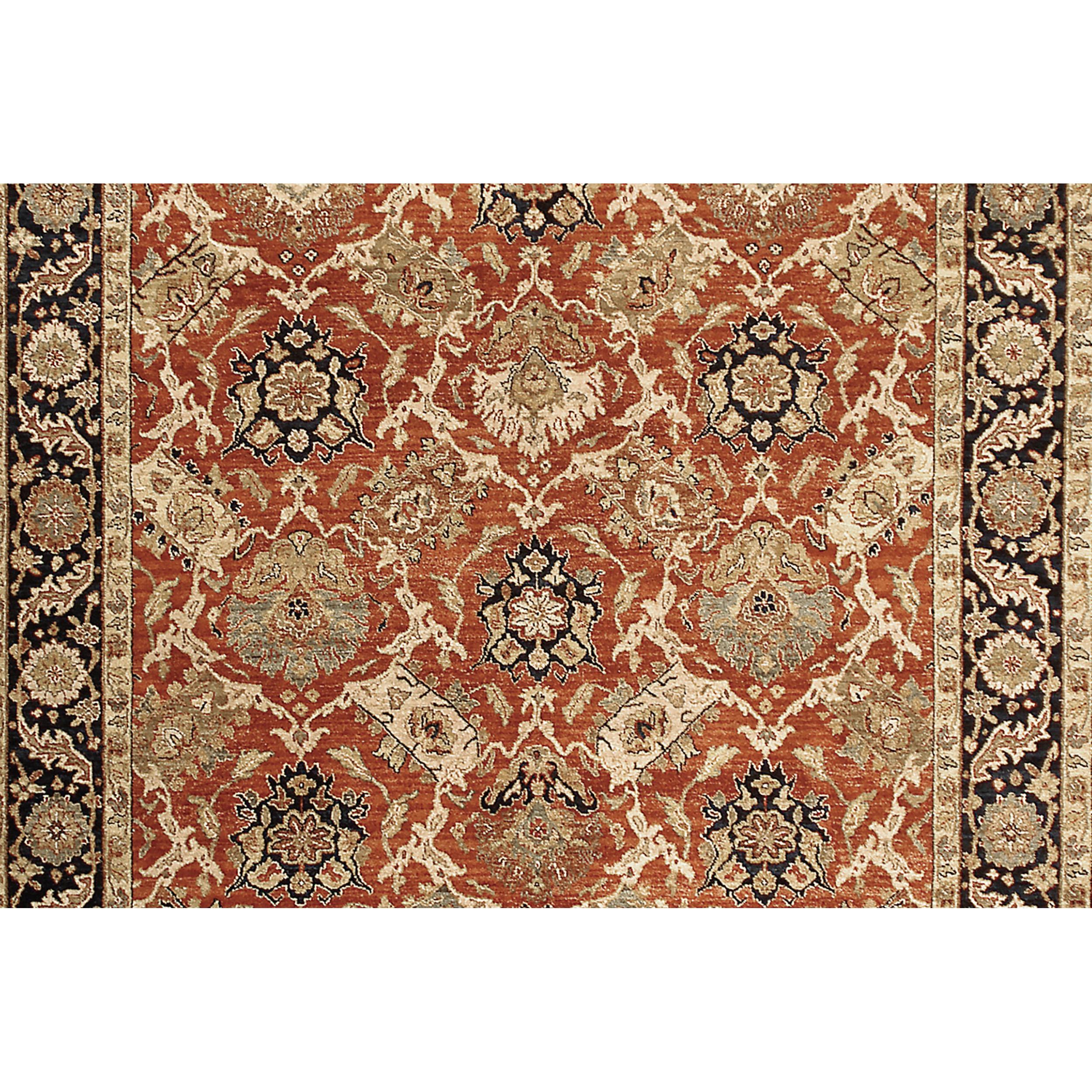Indian Luxury Traditional Hand-Knotted Rust/Navy 12x24 Rug For Sale
