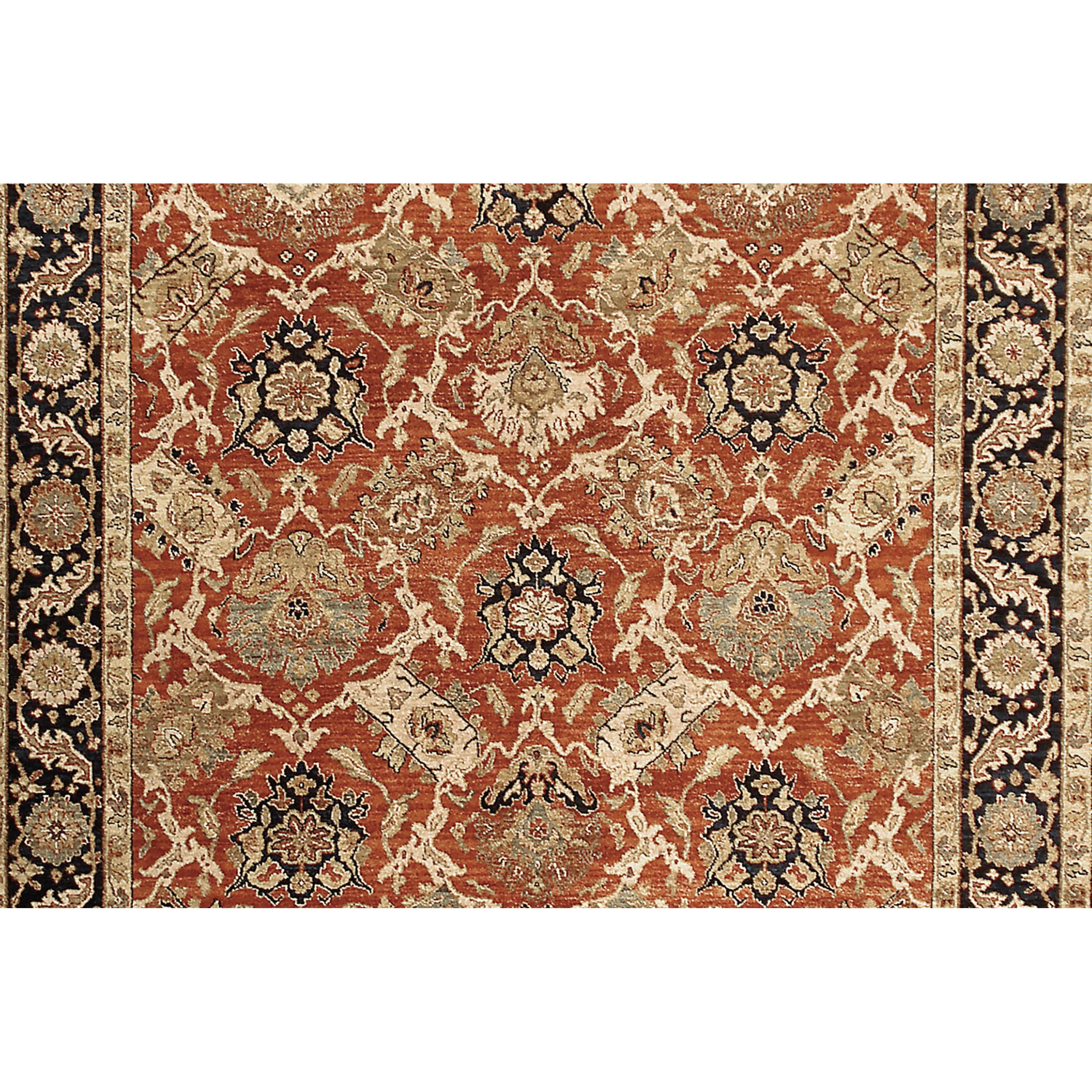 Lujosa Alfombra Tradicional Anudada a Mano Óxido/Azul Marino 14x28 Indio en venta