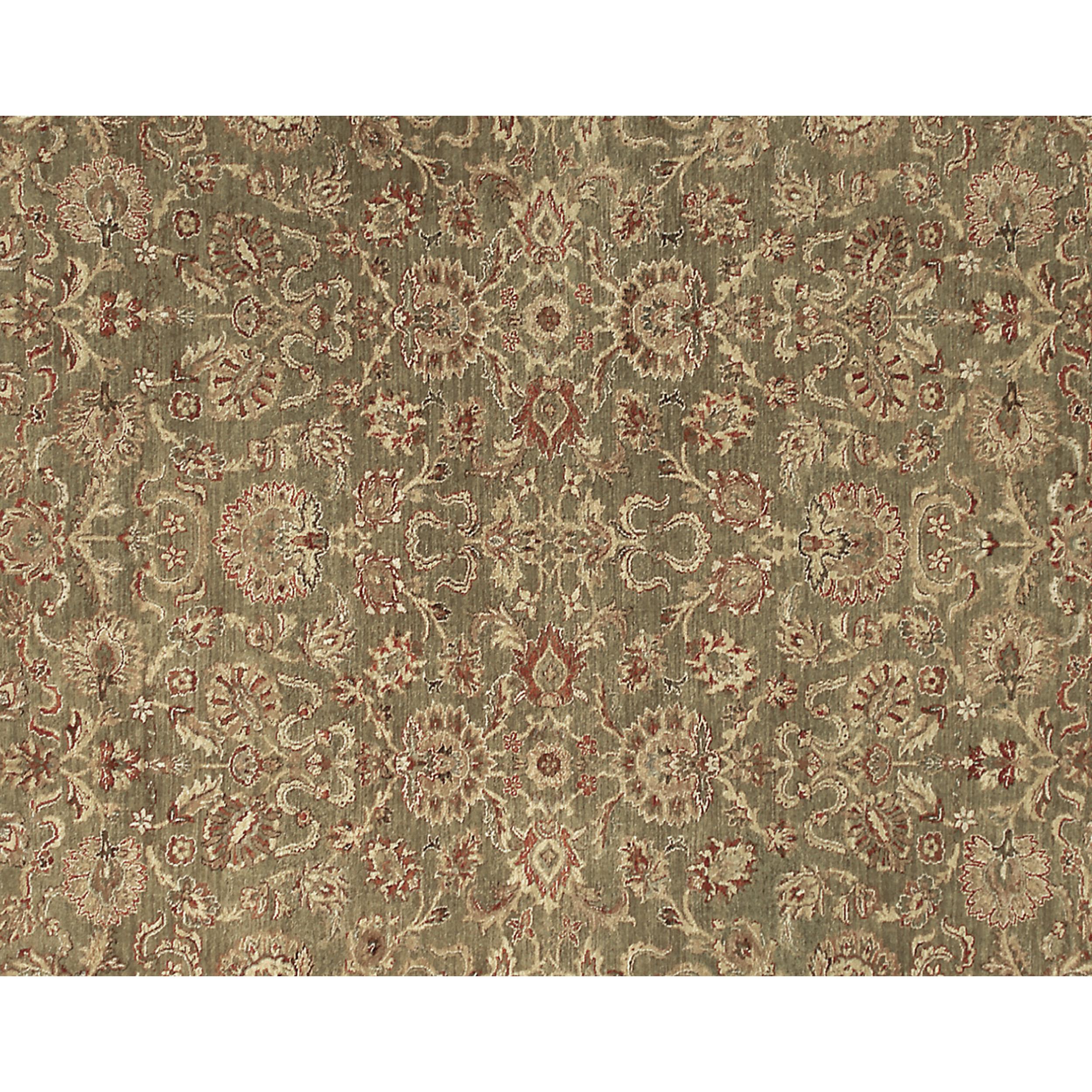 Agra Luxury Traditional Hand-Knotted Sage/Pink 12X24 Rug For Sale