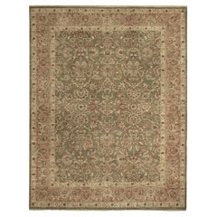 Luxury Traditional Hand-Knotted Sage/Pink 12X24 Rug