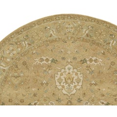 Luxury Traditional Hand-Knotted Shield Beige & Opal 12x12 Round Rug
