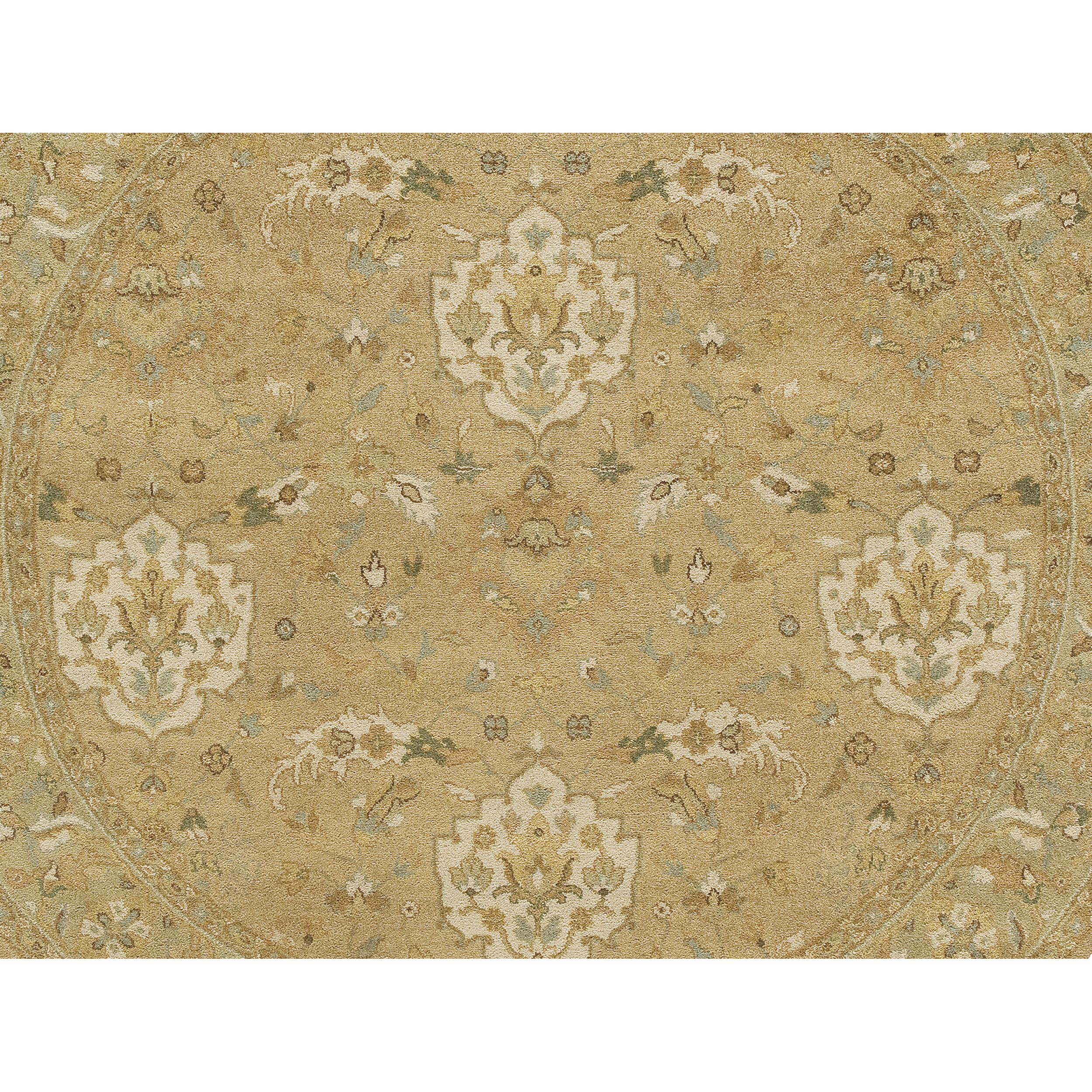 Luxury Traditional Hand-Knotted Shield Beige & Opal 12x12 Round Rug In New Condition For Sale In Secaucus, NJ