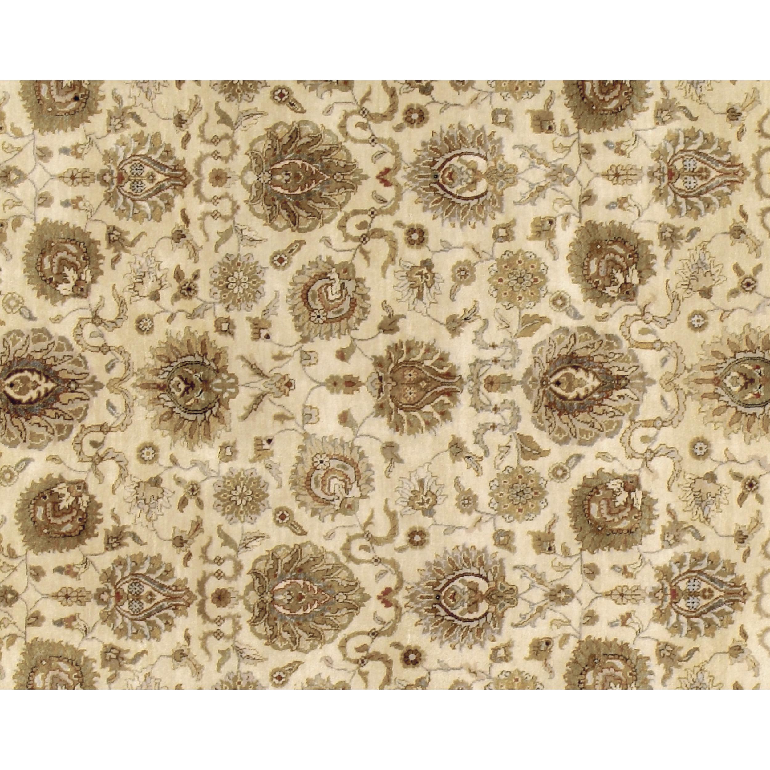 Indian Luxury Traditional Hand-Knotted Sultanabad Cream/Brown 12X15 Rug For Sale
