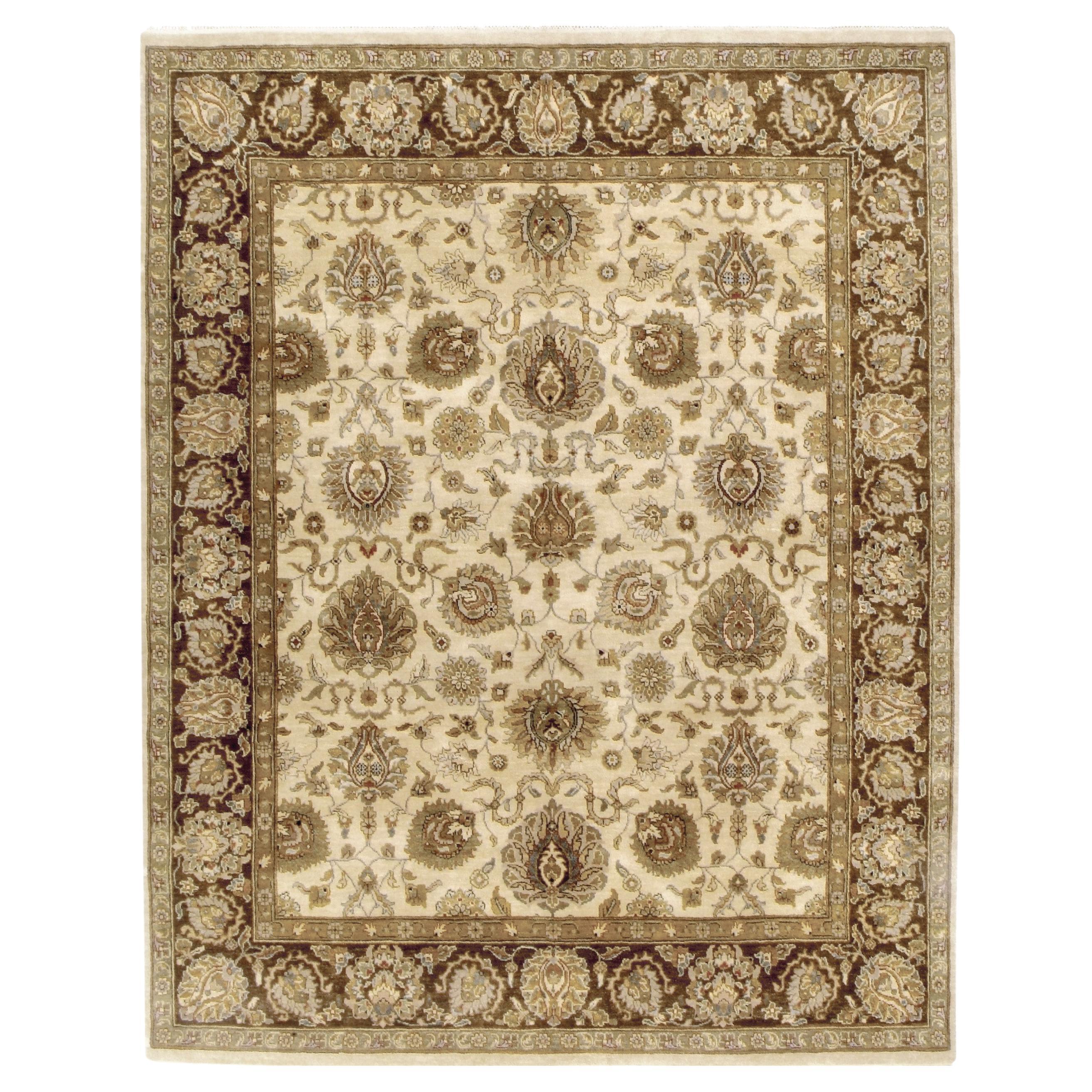Luxury Traditional Hand-Knotted Sultanabad Cream/Brown 12X15 Rug For Sale