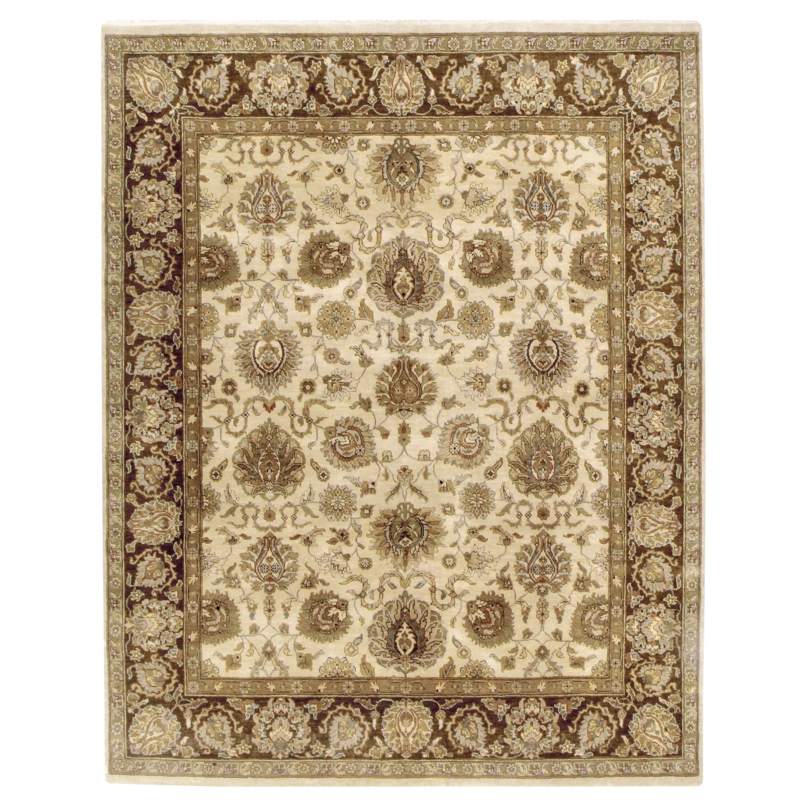 Luxury Traditional Hand-Knotted Sultanabad Rugs Crema/Bruno 12X18
