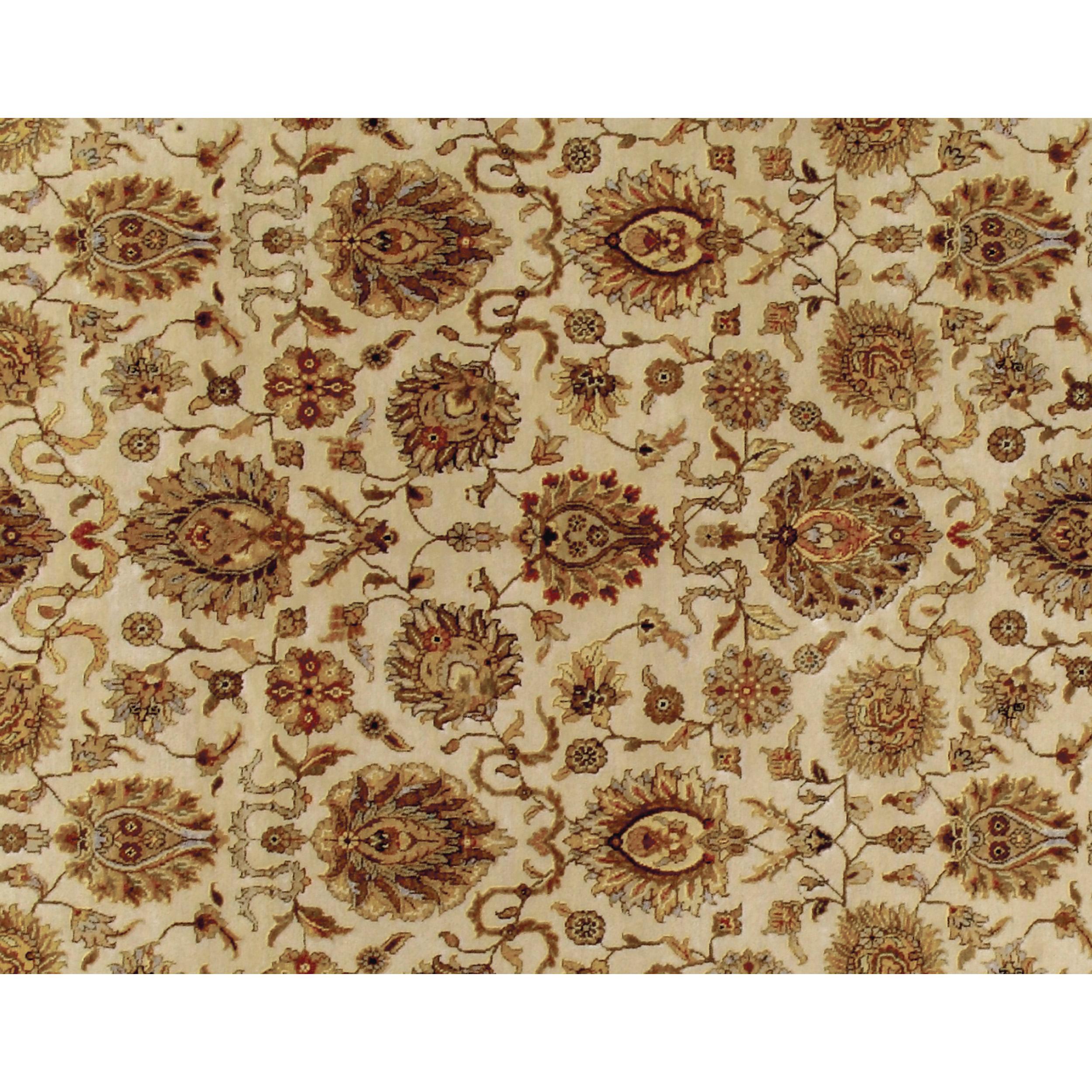 Indian Luxury Traditional Hand-Knotted Sultanabad Ivory and Light Blue 10X14 Rug For Sale