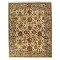 Luxury Traditional Hand-Knotted Sultanabad Ivory and Light Blue 10X14 Rug