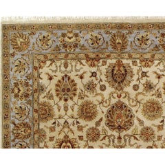 Luxury Traditional Hand-Knotted Sultanabad Ivory and Light Blue 12x18 Rug