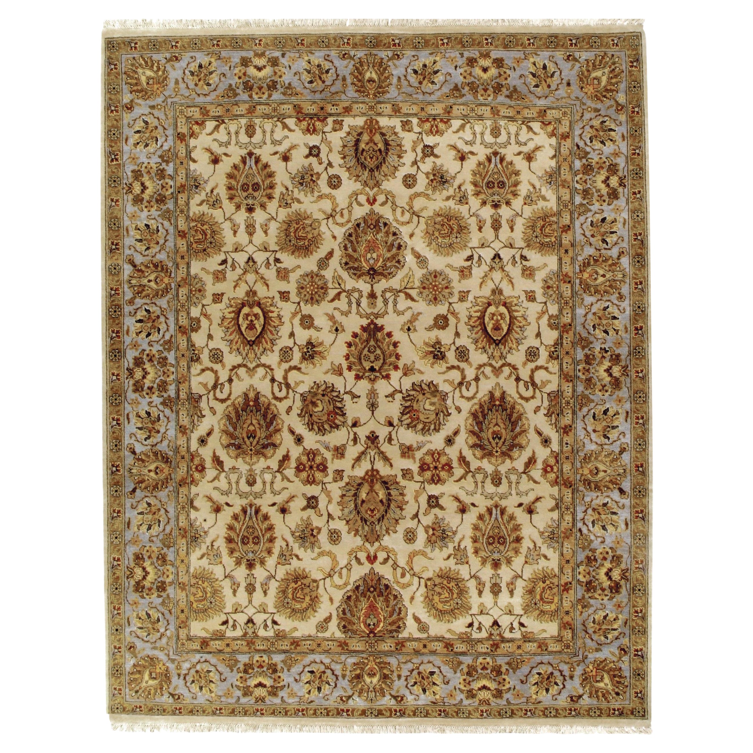 Luxuriöser traditioneller handgeknüpfter Sultanabad Teppich Elfenbein und Hellblau 12x18