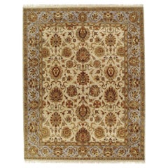 Luxuriöser traditioneller handgeknüpfter Sultanabad Teppich Elfenbein und Hellblau 12x18