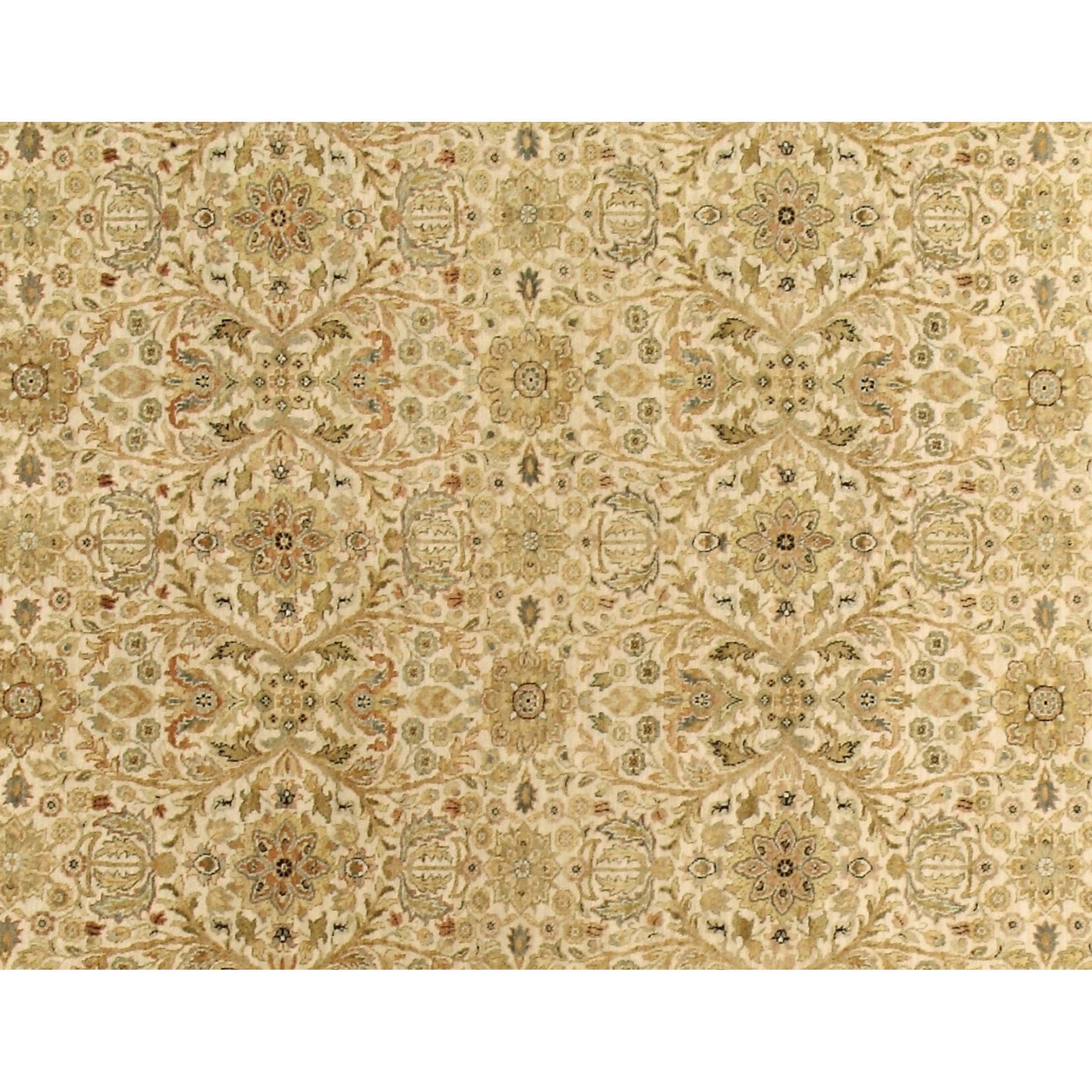 Agra Luxury Traditional Hand-Knotted Sultanabad Ivory/Black 12x18 Rug For Sale