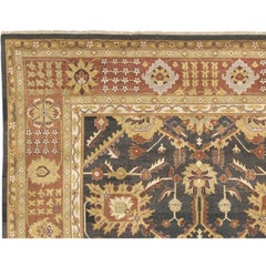 Lujosa Alfombra Tabriz Tradicional Anudada a Mano Marrón y Óxido 14x26