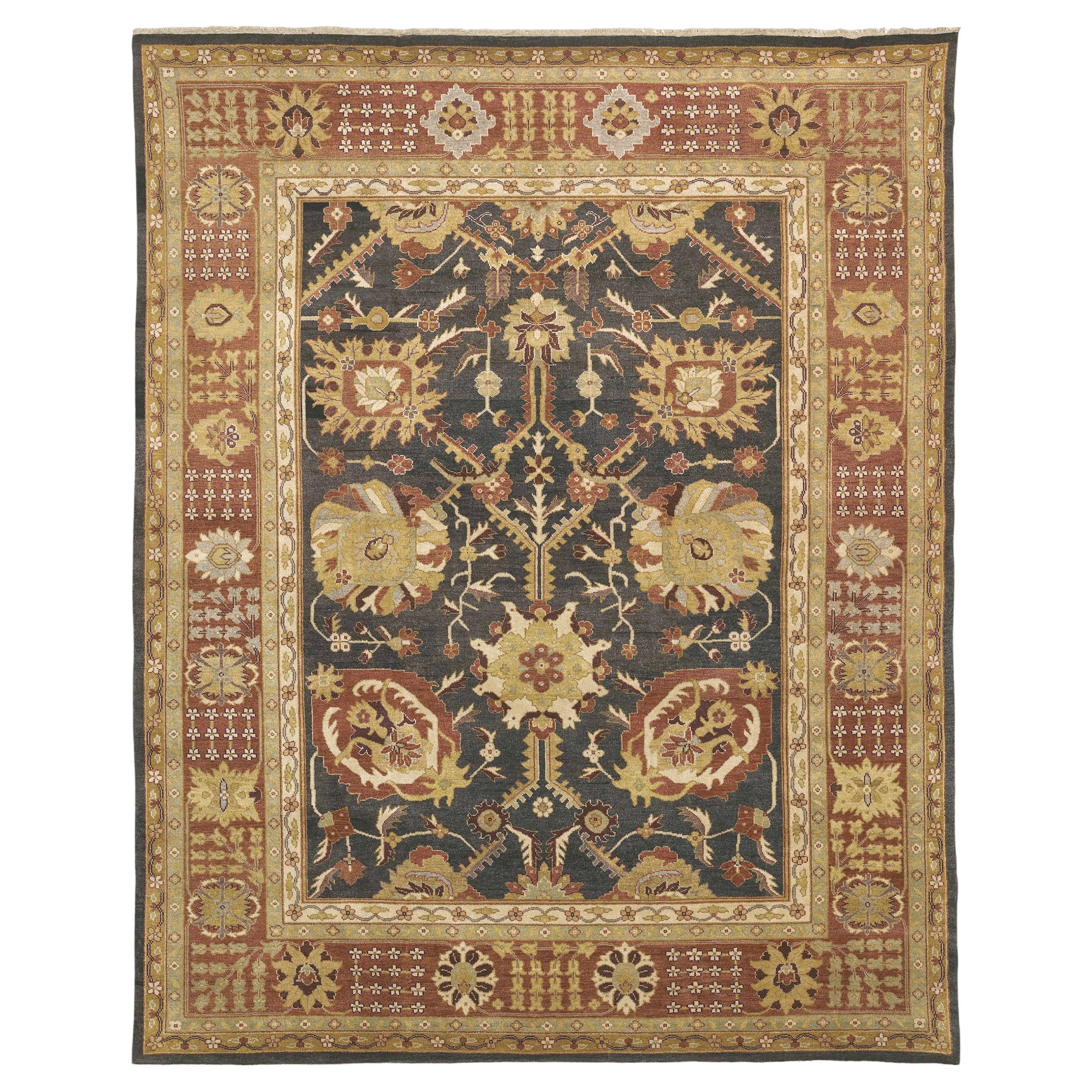 Luxury Traditional Hand-Knotted Tabriz Brown/Rust 10x14 Rug