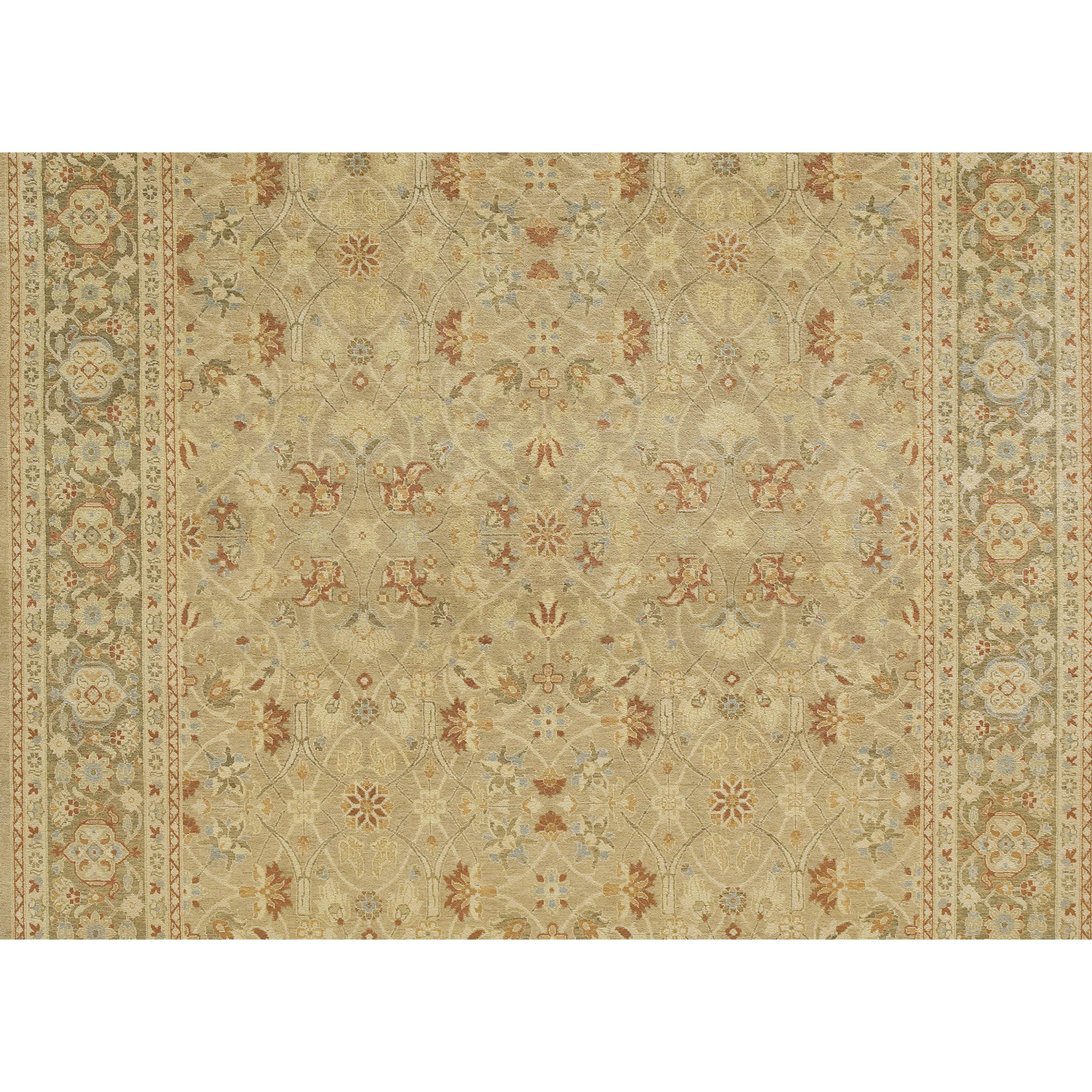 Luxuriöser traditioneller handgeknüpfter Tabriz-Teppich Gold/Olive 10X14 (Handgeknüpft) im Angebot