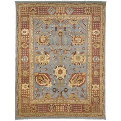 Luxury Traditional Hand-Knotted Tabriz Grey and Amber 11x18 Rug