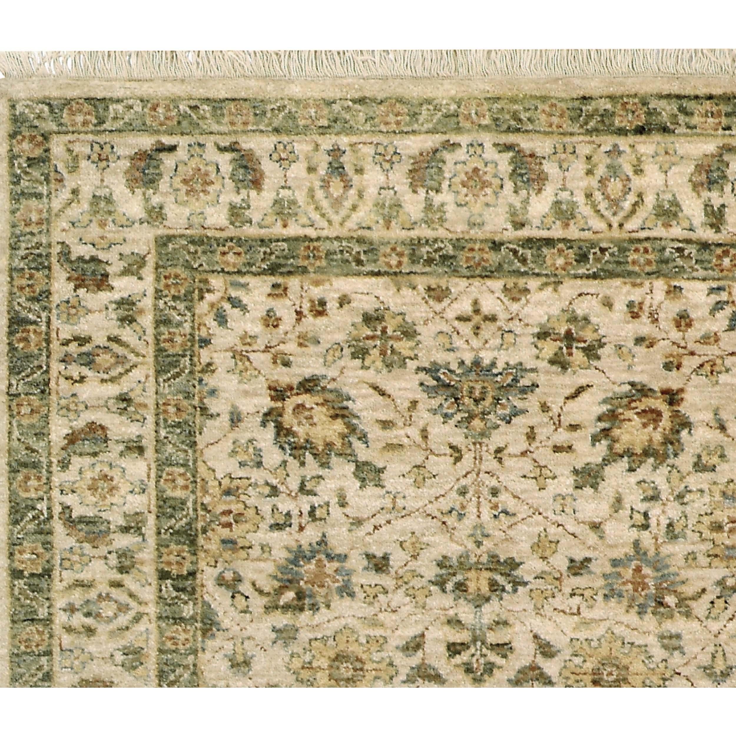 Indian Luxury Traditional Hand-Knotted Tabriz Ivory & Ivory 14X24 Rug For Sale