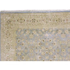 Luxury Traditional Hand-Knotted Tabriz Light Blue and Ivory 10X14 Rug