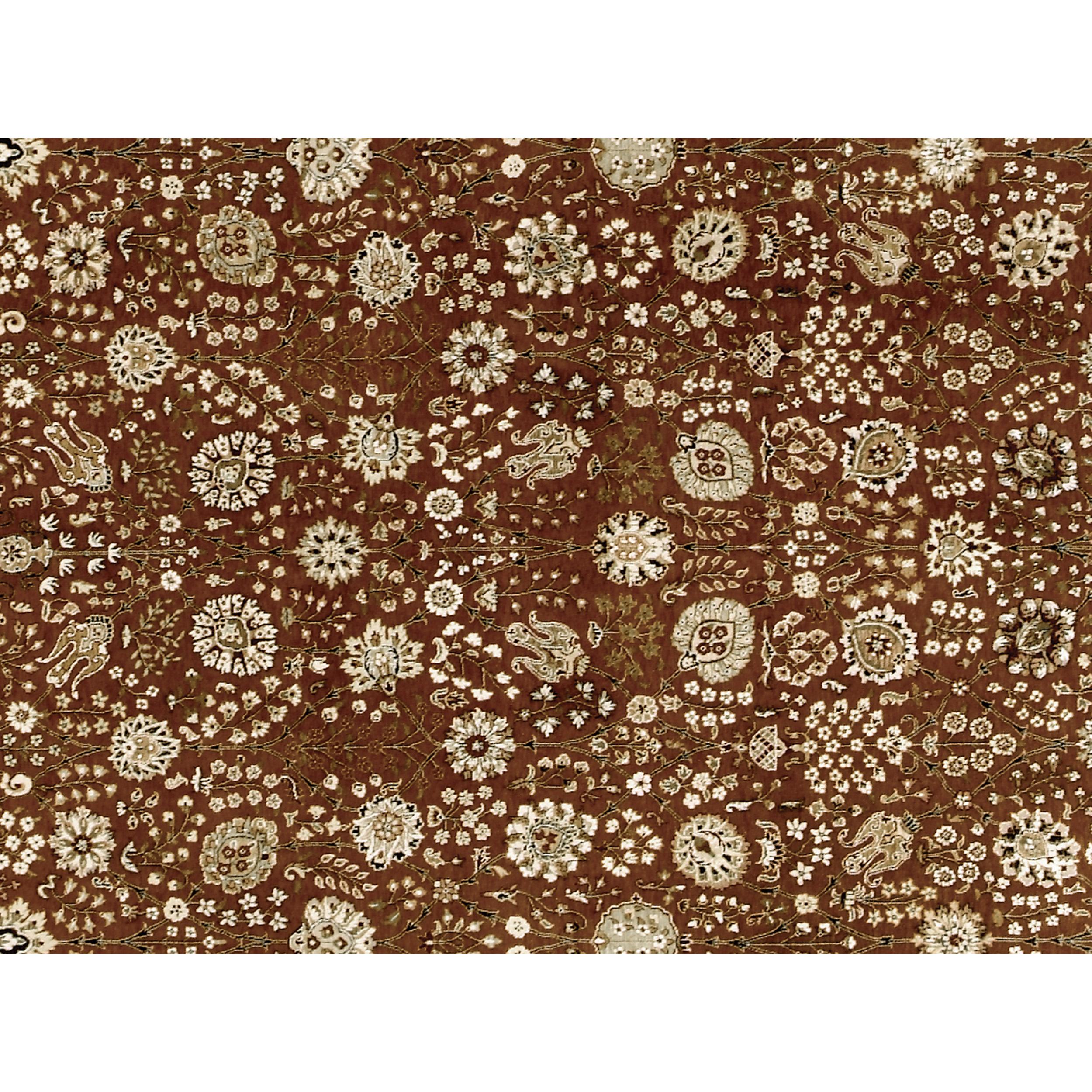 Chinese Luxury Traditional Hand-Knotted Tabriz Rust & Sage 12x18 Rug For Sale