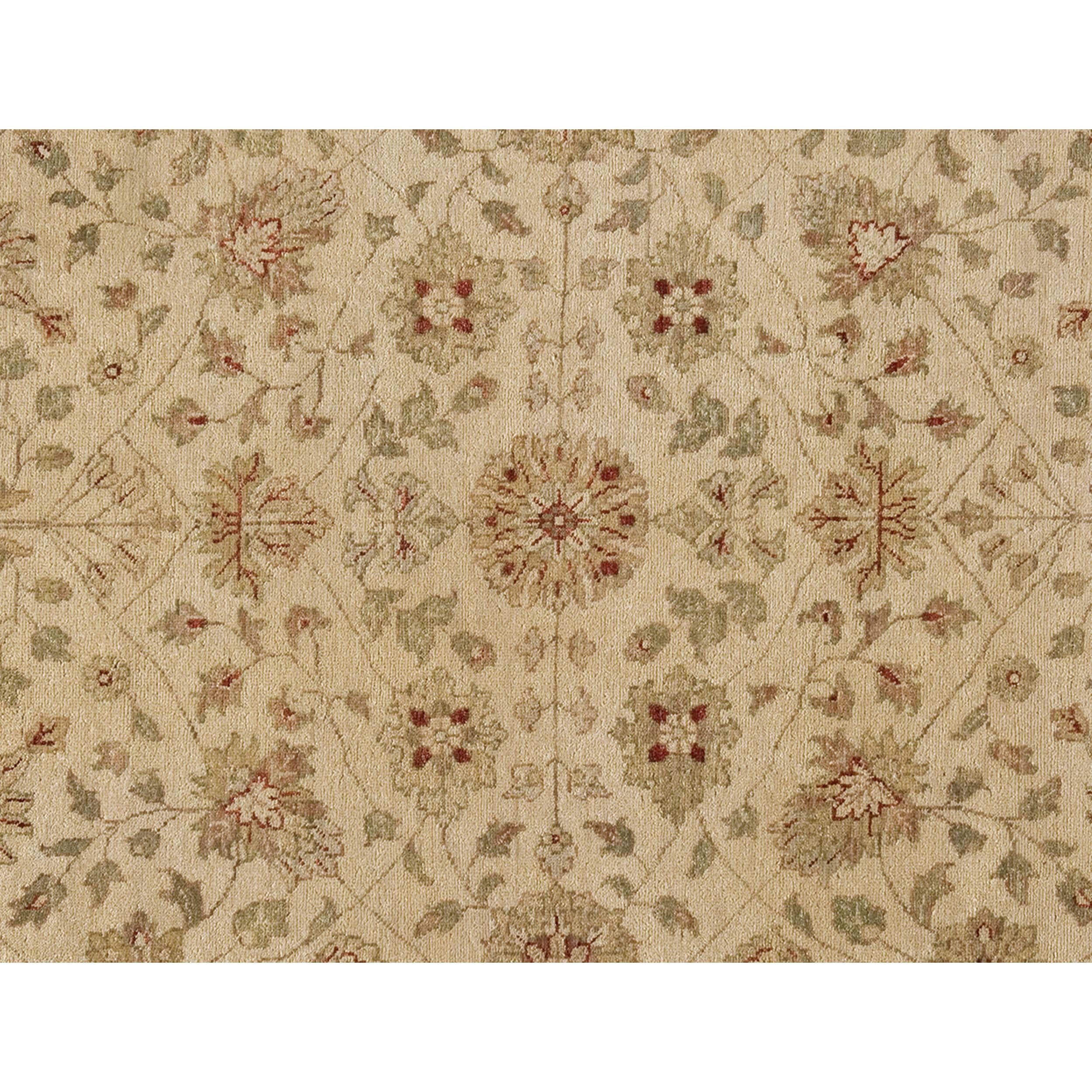 Indian Luxury Traditional Hand-Knotted Tabriz Sand & Beige 12x18 Rug For Sale