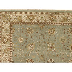 Luxury Traditional Hand-Knotted Tabriz Turquoise & Ivory 12x22 Rug