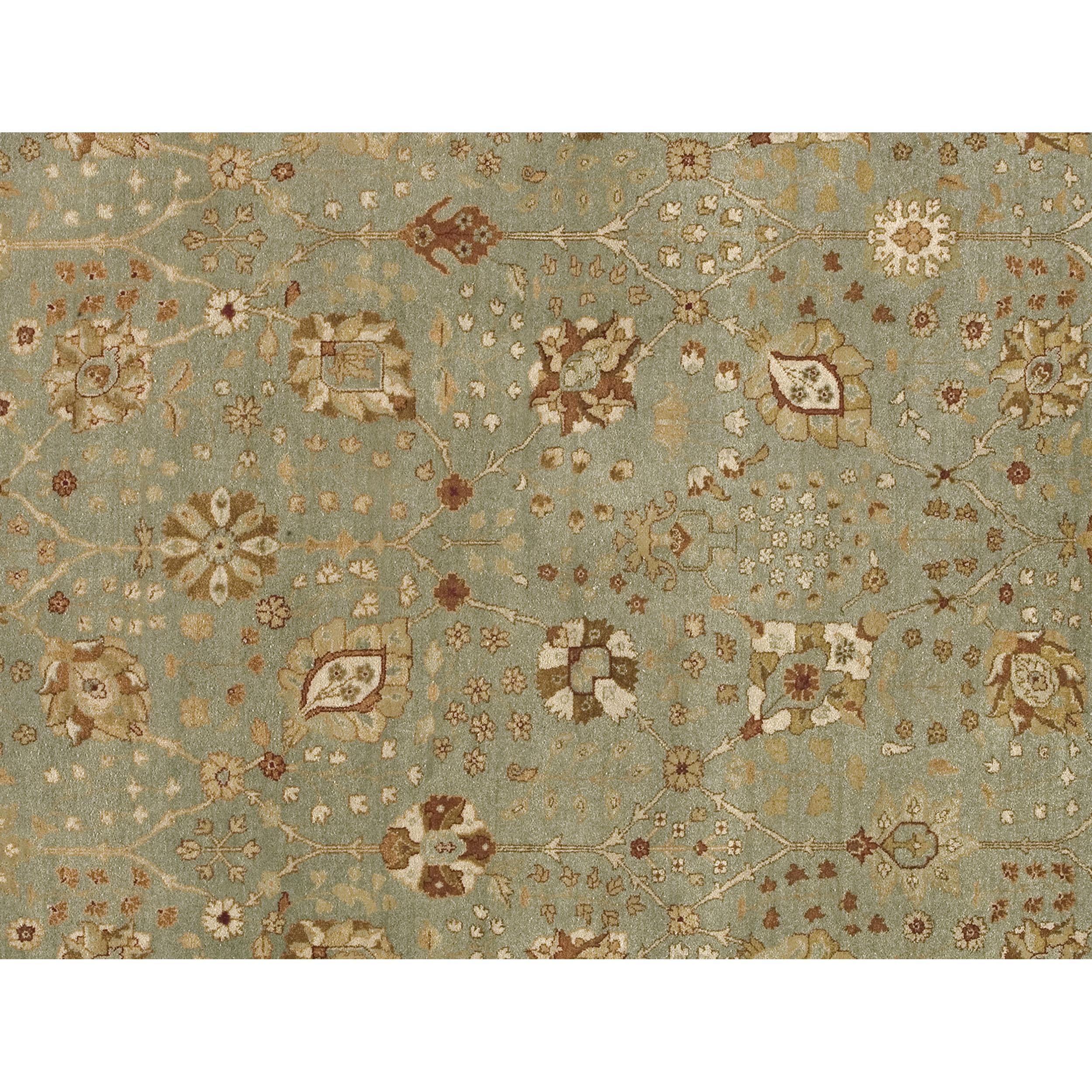 Luxuriöser traditioneller handgeknüpfter Tabriz-Teppich Türkis & Elfenbein 12x22 (Indisch) im Angebot