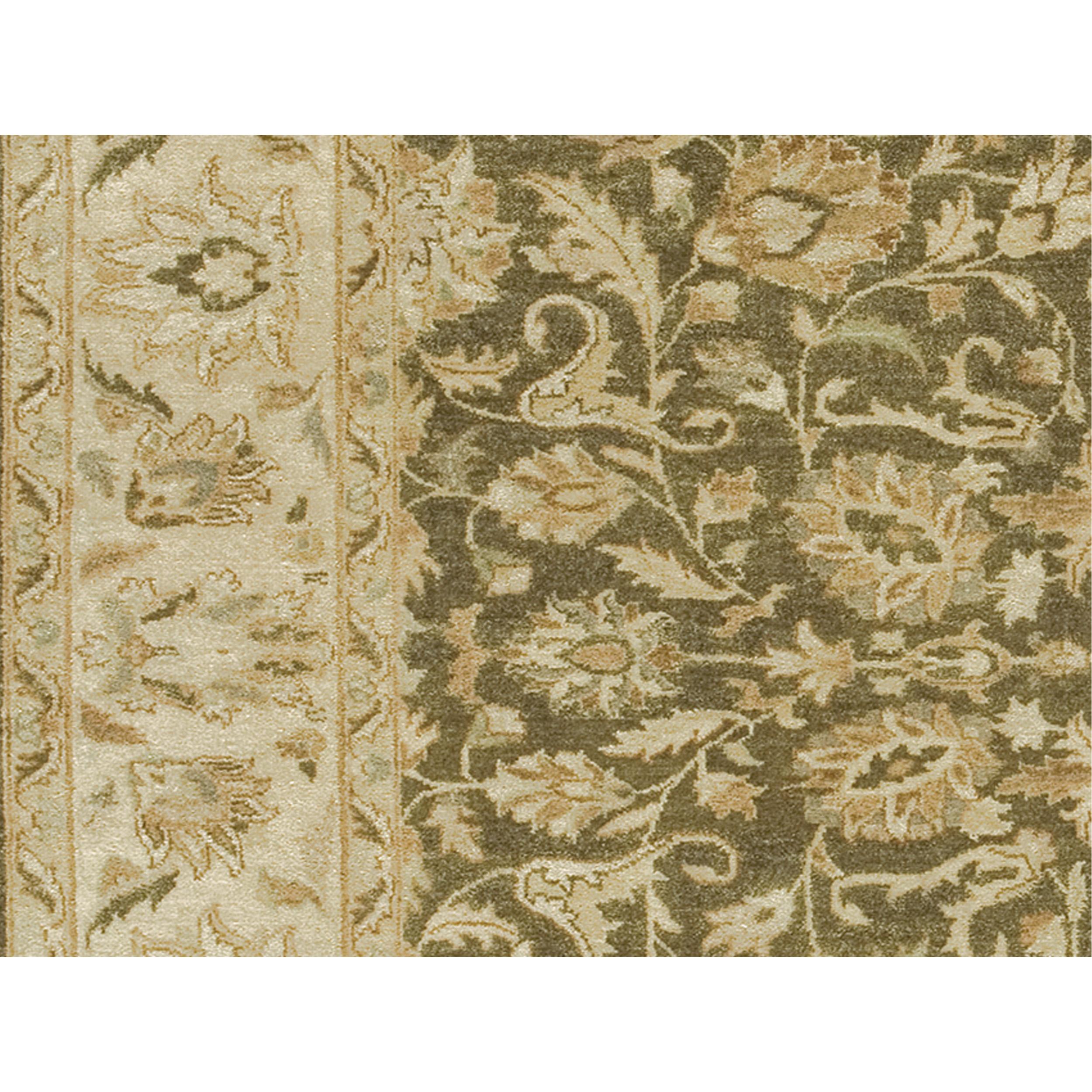 Luxury Traditional Hand-Knotted Tehran Olive & Beige 12x22 Rug In New Condition For Sale In Secaucus, NJ