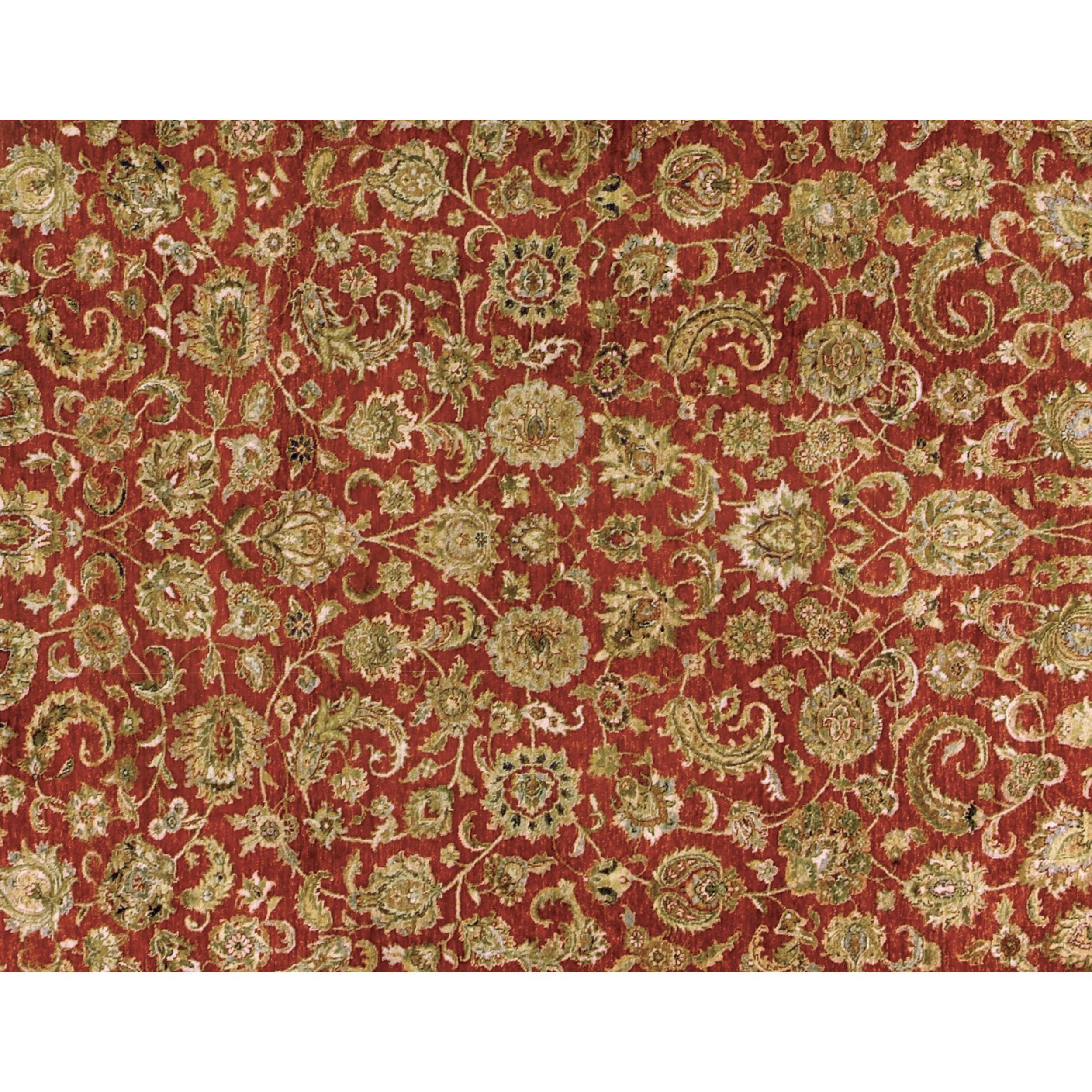 Agra Luxury Traditional Hand-Knotted Tomato/Cream 12x24 Rug For Sale