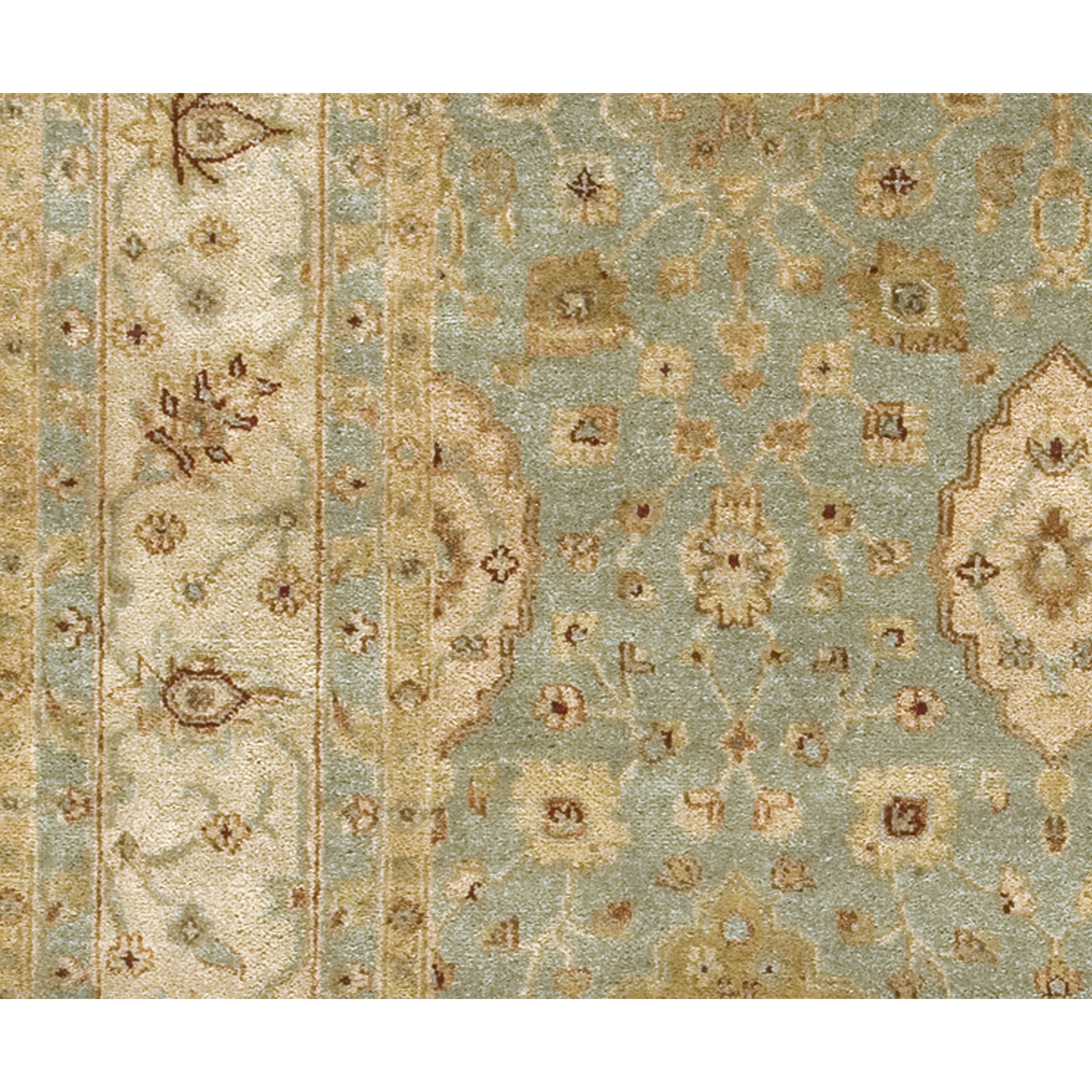 Luxury Traditional Hand-Knotted Vase Aqua & Beige 11x19 Rug In New Condition For Sale In Secaucus, NJ