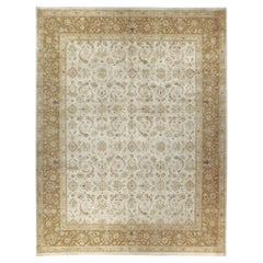 Tappeto tradizionale di lusso annodato a mano Yezd Crema e Oro 12x18